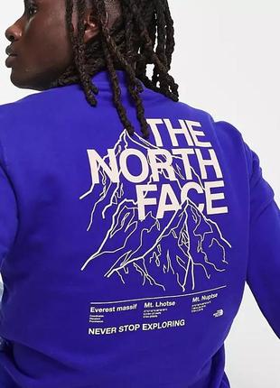 The north face mountain outline back print sweatshirt in dark blue світшот кофта оригінал реглан