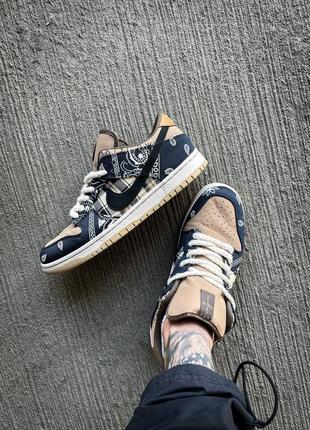 Кросівки чоловічі / жіночі бежеві замшеві nike sb x travis scott dunk low4 фото