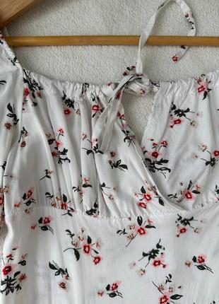 🌸 платье макси в цветочек белое от romashka с разрезом7 фото