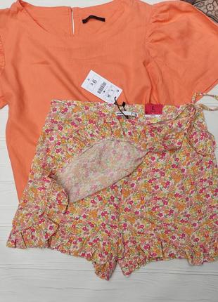 Шикарные шорты юбка в цветы2 фото