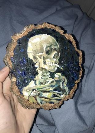 Ван гог "череп з цигаркою" картина олією, домашній декор1 фото