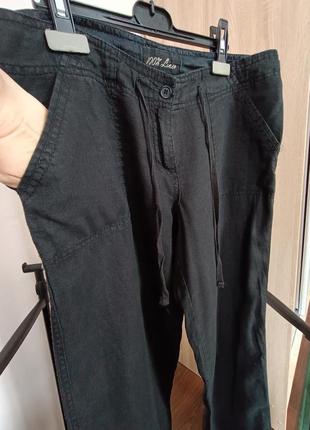 Лляні широкі штани з кишенями3 фото