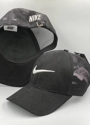 Кепка трекер с принтом nike черная турция бейсболка унісекс с надписью найк чорна