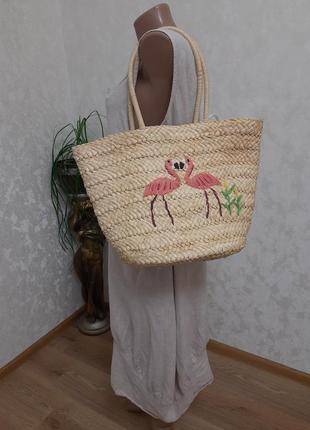Пляжная сумка корзина плетенка шоппер пляжная7 фото