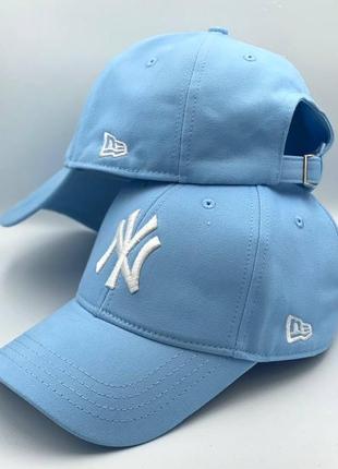 Кепка трекер с принтом ny голубая турция бейсболка унісекс с надписью голуба1 фото