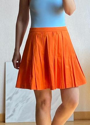 Mohito юбка коттон хлопок мини короткая в складку оранжевая