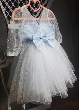 Дитяча пишна ніжна блакитна небесна сукня для дівчинки на свято 98 104 110 116 122 128 на день народження весілля фотосесію 3 4 5 6 7 років4 фото