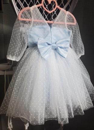 Детское пышное нежное голубоеребряноеребряное платье для девочки на праздник 98 104 110 116 122 128 в день рождения свадьбы фотосессия 3 4 5 6 7 лет