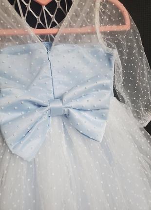 Дитяча пишна ніжна блакитна небесна сукня для дівчинки на свято 98 104 110 116 122 128 на день народження весілля фотосесію 3 4 5 6 7 років5 фото