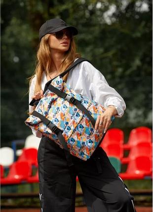 Жіночий рюкзак sambag rolltop milton тканевий з принтом "light"6 фото