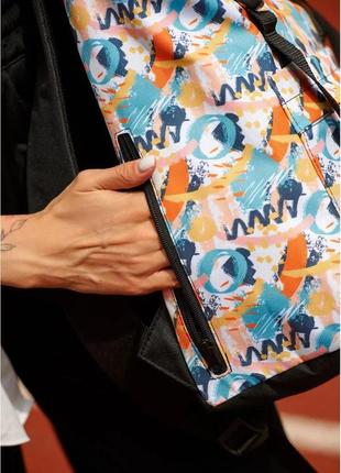 Жіночий рюкзак sambag rolltop milton тканевий з принтом "light"7 фото