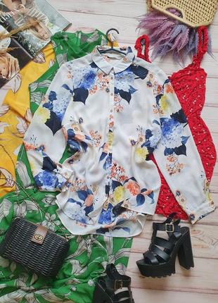 Цветочная шифоновая блуза с гортензиями2 фото