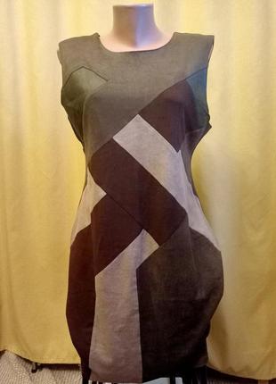 Базовое платье с кожаными вставками и из экокожи