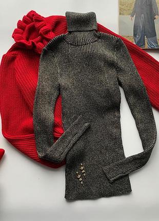 👚симпатичный серый блестящий гольф h&m/серый гольф в рубчик/серая водолазка👚