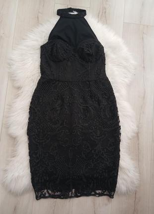 Черное кружное платье2 фото