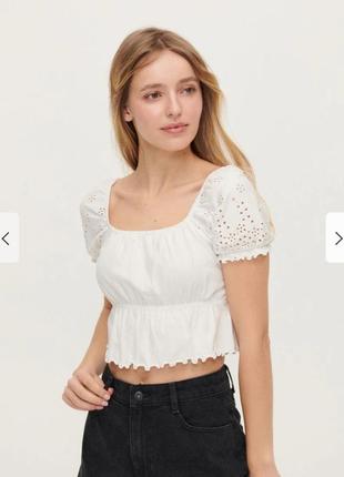 Новий натуральний трендовий топ з рукавами з прошви