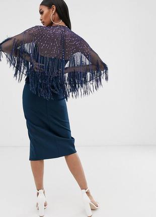 Платье миди с накидкой из искусственных перьев asos design4 фото