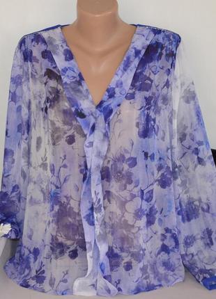 Брендовая фиолетовая шифоновая блуза mango марокко принт цветы этикетка1 фото