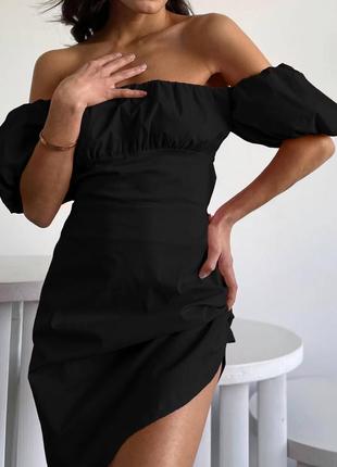 Сукня коротка чорна однотонна з вирізом в зоні декольте з відкритою спиною на зав'язках якісна стильна трендова