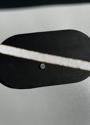 Чокер из японского бисера с кулоном. белый чокер на шею, подвеска3 фото