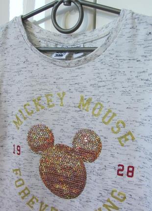 Нарядная фирменная футболка с минни маус minnie mouse disney с пайетками для девочки 9-10 лет 1403 фото