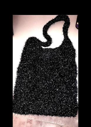 Сумка шопер металлик черная сумка шоппер блестящая5 фото