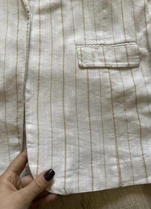 Zara удлиненный блейзер с добавкой льна, жакет, пиджак, пиджак оверсайз4 фото