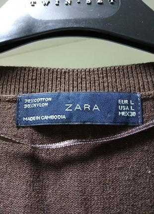 Жилетка zara. безрукавка с вырезом, коричневая2 фото