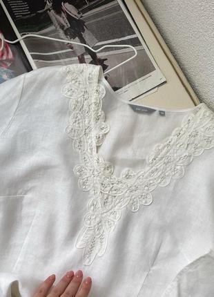 Белая льняная рубашка от marks &amp; spencer per una 100% лен😍6 фото