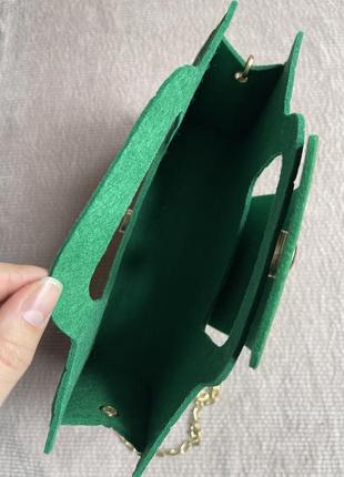 Зелена сумка під замшу з ланцюжком3 фото