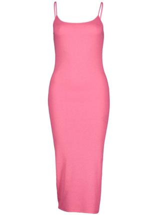 Меди платье  рубчик в обтяжку трикотаж чулок карандаш розовая майка с разрезом на ноге