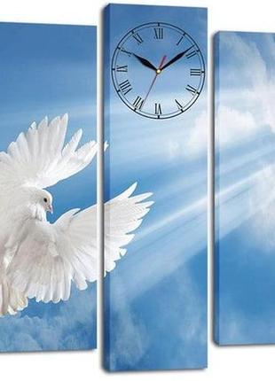 Модульная картина с часами dk небесный голубь 80x108см (m5c-chf32)