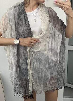Розкішний лляний шарф жатий градієнт палантин хустка з льону3 фото