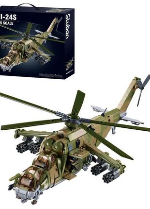 Конструктор sluban військовий вертоліт m38-b1137 3в1, 893 деталі.