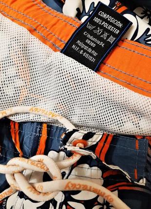 Труси-шорти пляжні чоловічі сірі оранжеві кольорові літні з кишенею ззаду8 фото