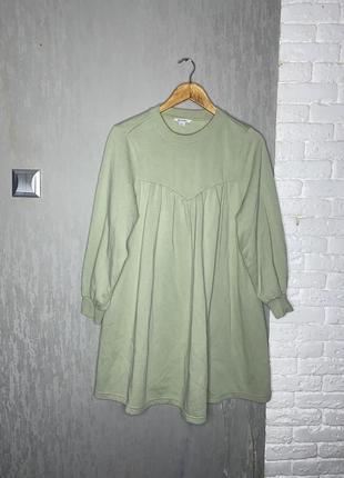 Утеплена сукня вільного крою плаття-толстовка мятного кольору monki, xs3 фото
