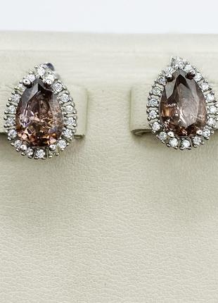 Сережки срібні з турмалін альпінітом 4,3 г