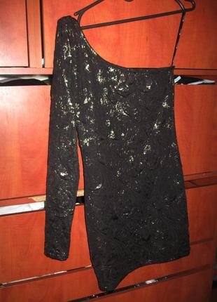 Сукня міні на одне плече чорно-золотиста s р2 фото