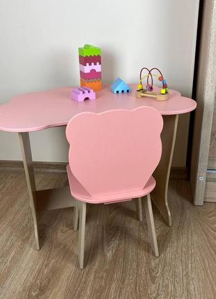Стол парта облачко и стульчик фигурный, для учебы, рисования, игры. детский комплект столик и стульчик7 фото