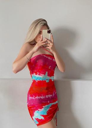Распродажа разноцветное платье по фигурке на стяжке plt5 фото