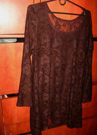 Платье вечернее кружево коричневое