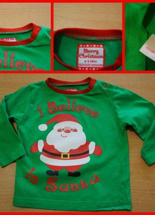 Merry christmas новогодний реглан 6-9 мес новорічний кофта