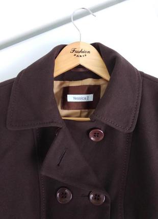 Пальто шерстяное темно-коричневое yessica uk103 фото