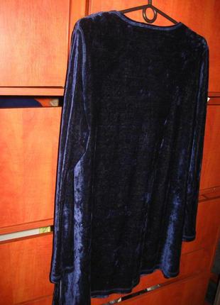 Платье балахон бархат вечернее темно-синее4 фото