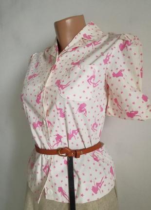👑нюдова блуза с принтом в стиле пин-ап👑бежевая рубашка в стиле ретро, кантри3 фото