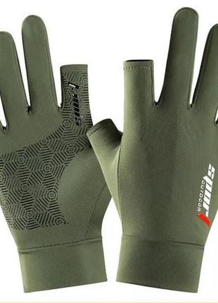 Перчатки спортивные, велосипедные sport dr44 зеленые. велоперчатки, перчатки для рыбалки, велосипеда, спорта
