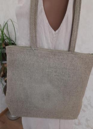 Натуральна сумка шопер плетенка із мішковини3 фото