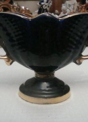 Старинная красивая ваза - ладья кобальт позолота фарфор италия №43 фото