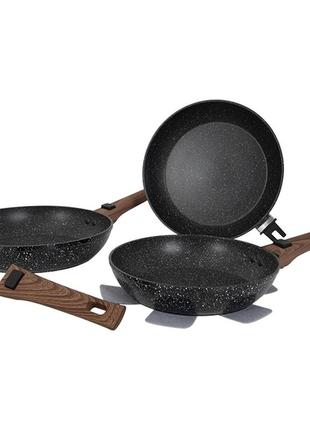 Набор сковородок алюминиевых 3 шт. gimex frying pan set 3 предмета black (6979264)