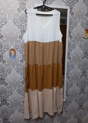 Платье миди макси ярусное в пол сарафан свободное оверзайз1 фото